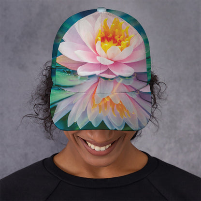 Pink Water Lily Print Baseball Cap