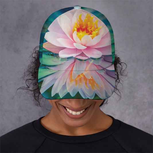 Pink Water Lily Print Baseball Cap