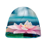 Pink Water Lily Print Beanie