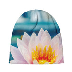 Pink Water Lily Print Beanie