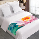 Pink Water Lily Print Bed Runner