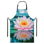 Pink Water Lily Print Bib Apron With Pocket