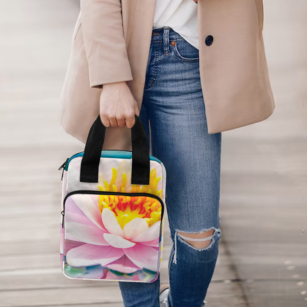 Pink Water Lily Print Bible Tote Bag