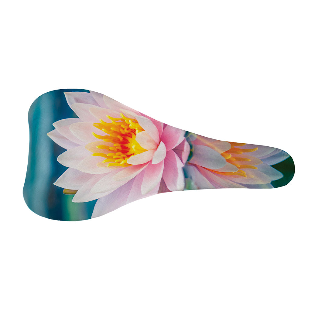 Pink Water Lily Print Bicycle Seat Cover