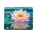 Pink Water Lily Print Bifold Wallet