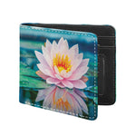 Pink Water Lily Print Bifold Wallet