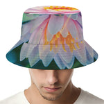 Pink Water Lily Print Bucket Hat