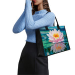 Pink Water Lily Print Canvas Tote Bag