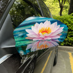 Pink Water Lily Print Car Side Mirror Covers
