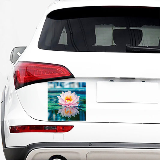 Pink Water Lily Print Car Sticker