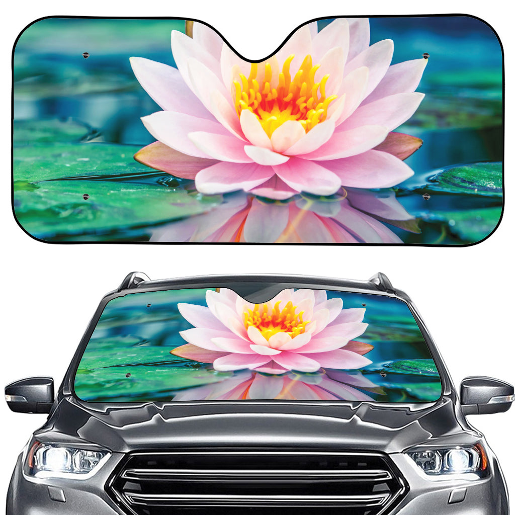 Pink Water Lily Print Car Windshield Sun Shade