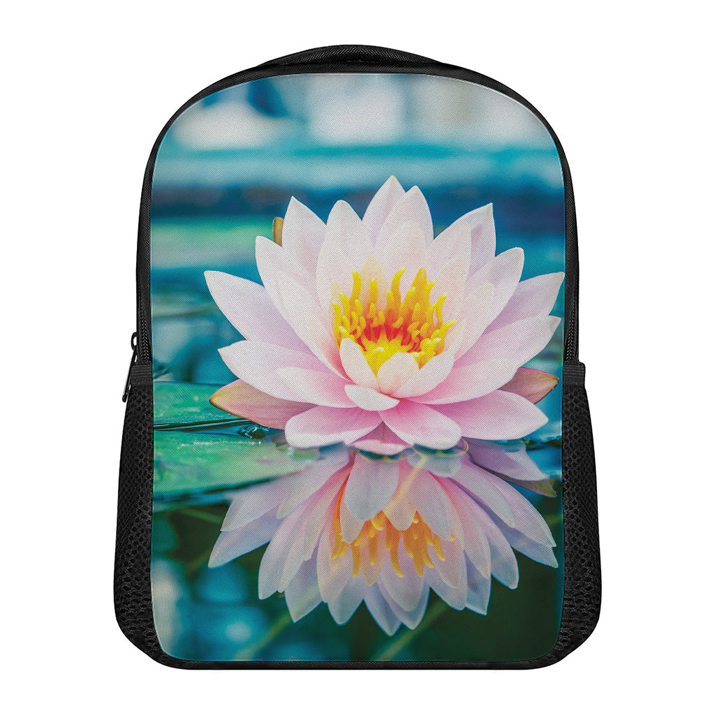 Pink Water Lily Print Casual Backpack