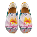 Pink Water Lily Print Casual Shoes
