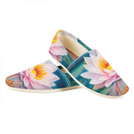 Pink Water Lily Print Casual Shoes