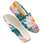 Pink Water Lily Print Casual Shoes