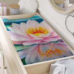 Pink Water Lily Print Changing Pad Cover