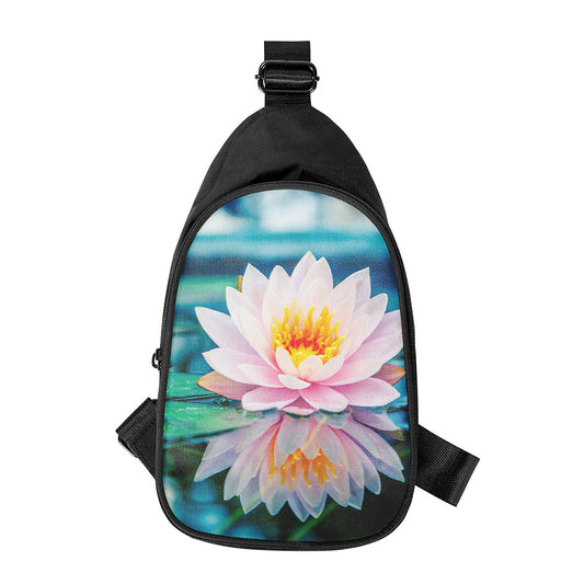 Pink Water Lily Print Chest Bag