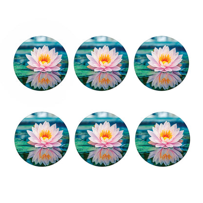 Pink Water Lily Print Coaster Set