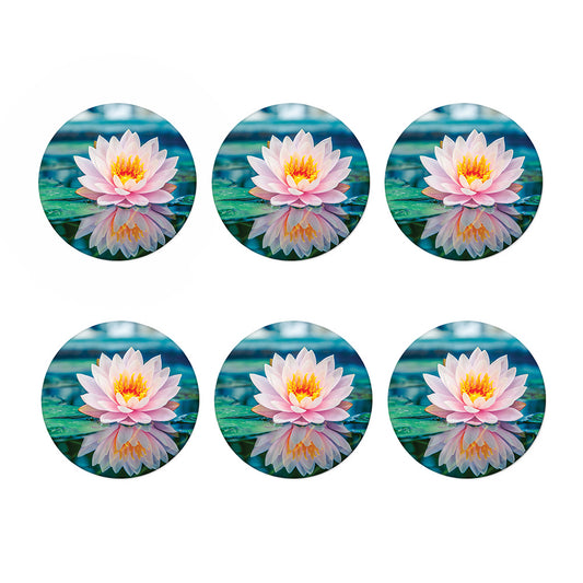 Pink Water Lily Print Coaster Set