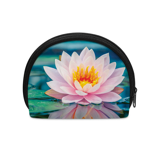 Pink Water Lily Print Coin Purse