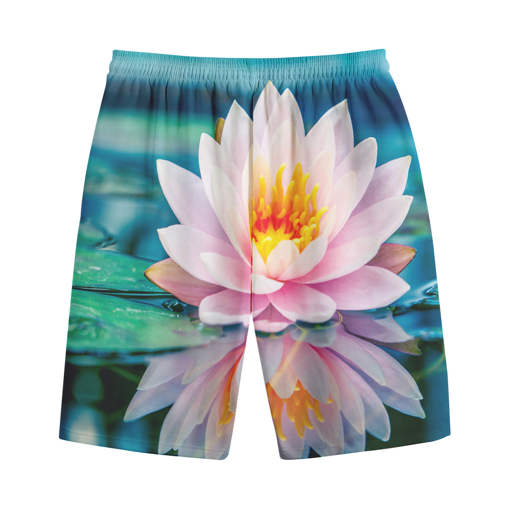 Pink Water Lily Print Cotton Shorts