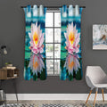 Pink Water Lily Print Grommet Curtain Panels