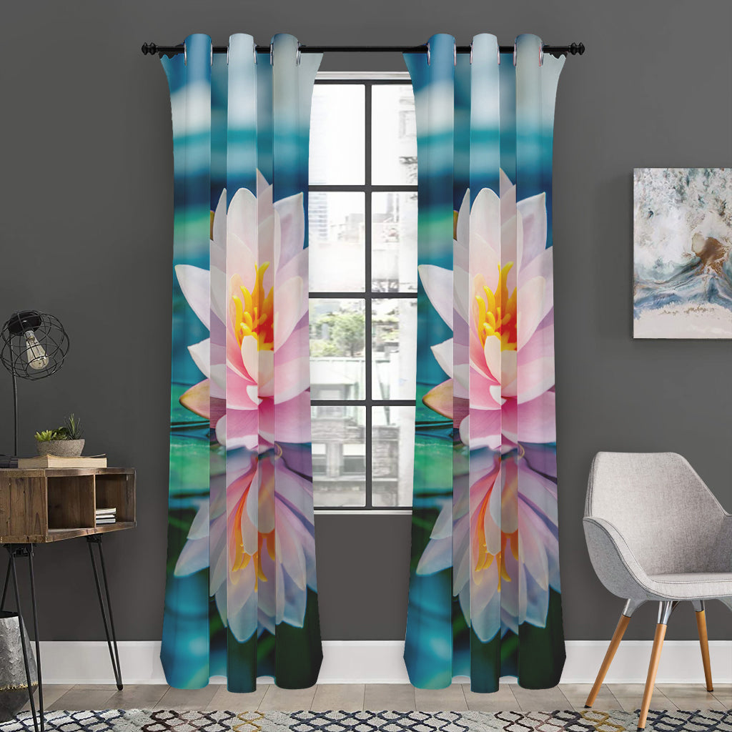 Pink Water Lily Print Curtain