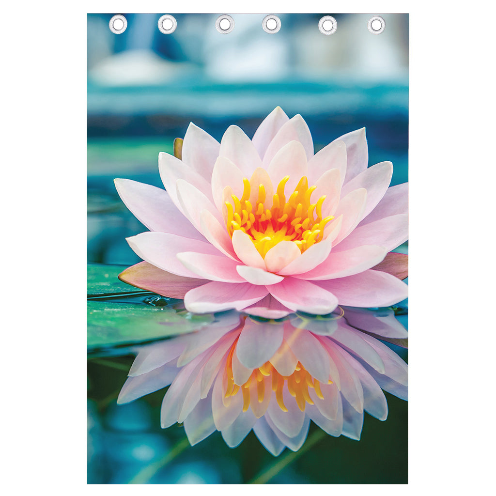 Pink Water Lily Print Curtain