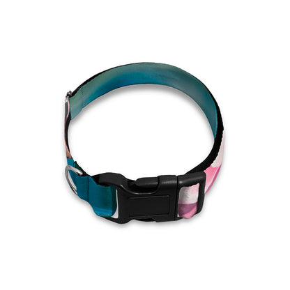 Pink Water Lily Print Dog Collar