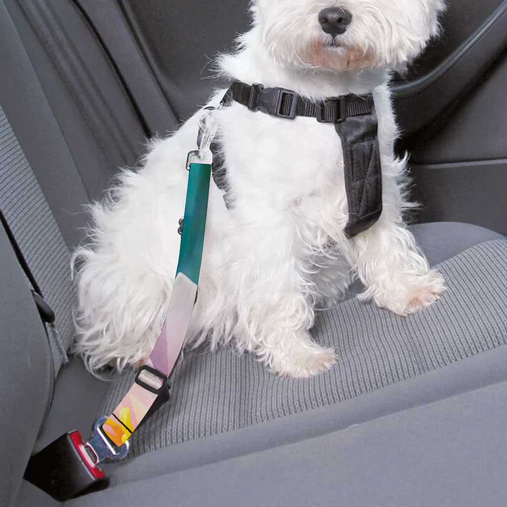 Pink Water Lily Print Dog Seat Belt
