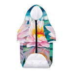 Pink Water Lily Print Dog Zip Up Hoodie