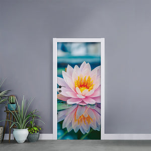 Pink Water Lily Print Door Sticker