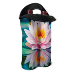 Pink Water Lily Print Double Neoprene Wine Tote