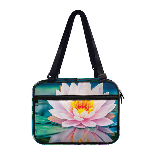 Pink Water Lily Print Double Strap Bible Bag