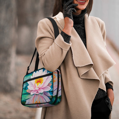 Pink Water Lily Print Double Strap Bible Bag