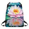 Pink Water Lily Print Drawstring Backpack