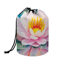 Pink Water Lily Print Drawstring Makeup Bag