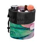 Pink Water Lily Print Drawstring Makeup Bag