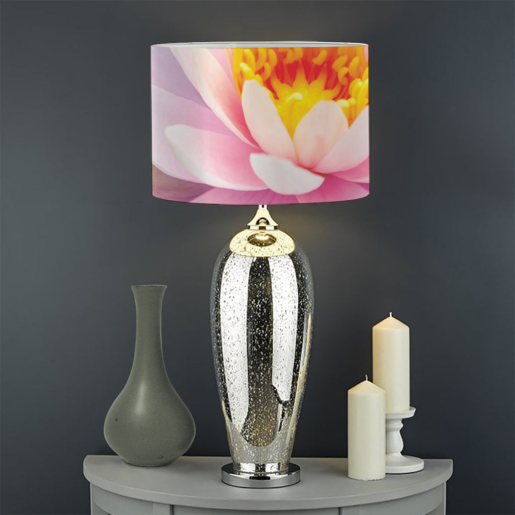 Pink Water Lily Print Drum Lamp Shade