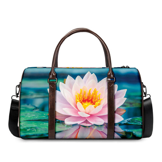 Pink Water Lily Print Duffle Bag