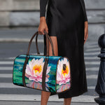Pink Water Lily Print Duffle Bag