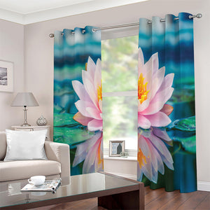 Pink Water Lily Print Extra Wide Grommet Curtains