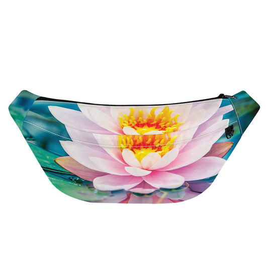 Pink Water Lily Print Fanny Pack