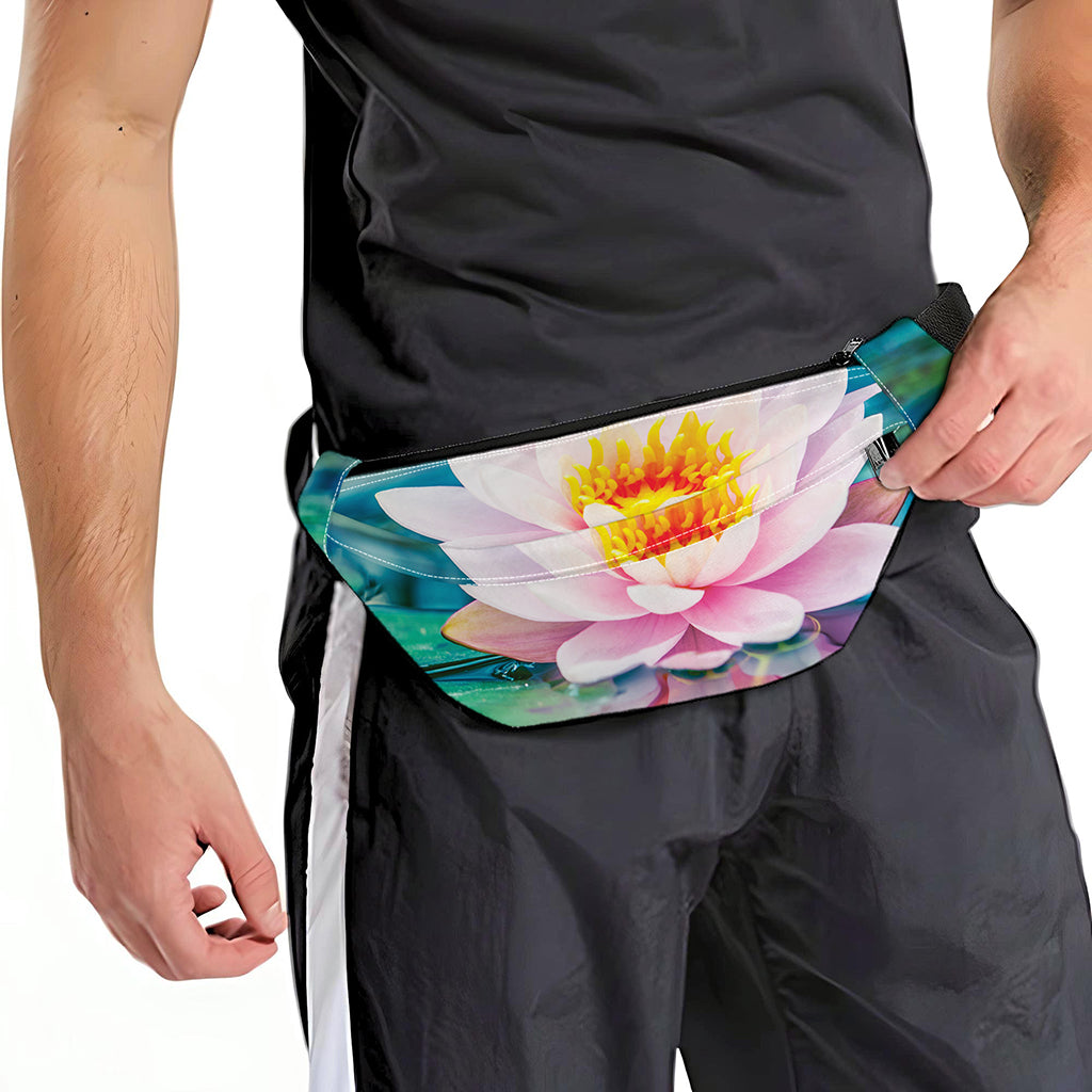 Pink Water Lily Print Fanny Pack