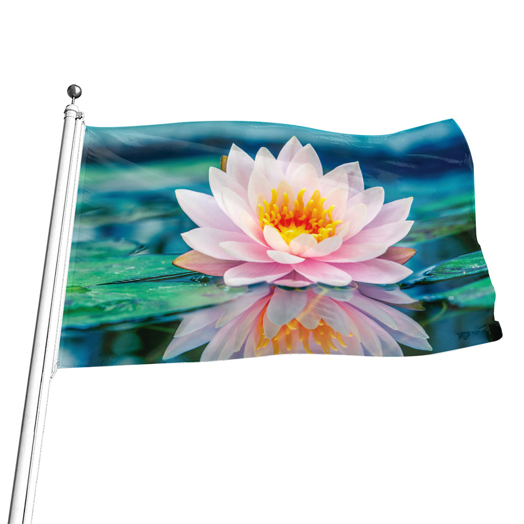 Pink Water Lily Print Flag