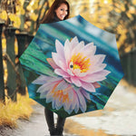 Pink Water Lily Print Foldable Umbrella