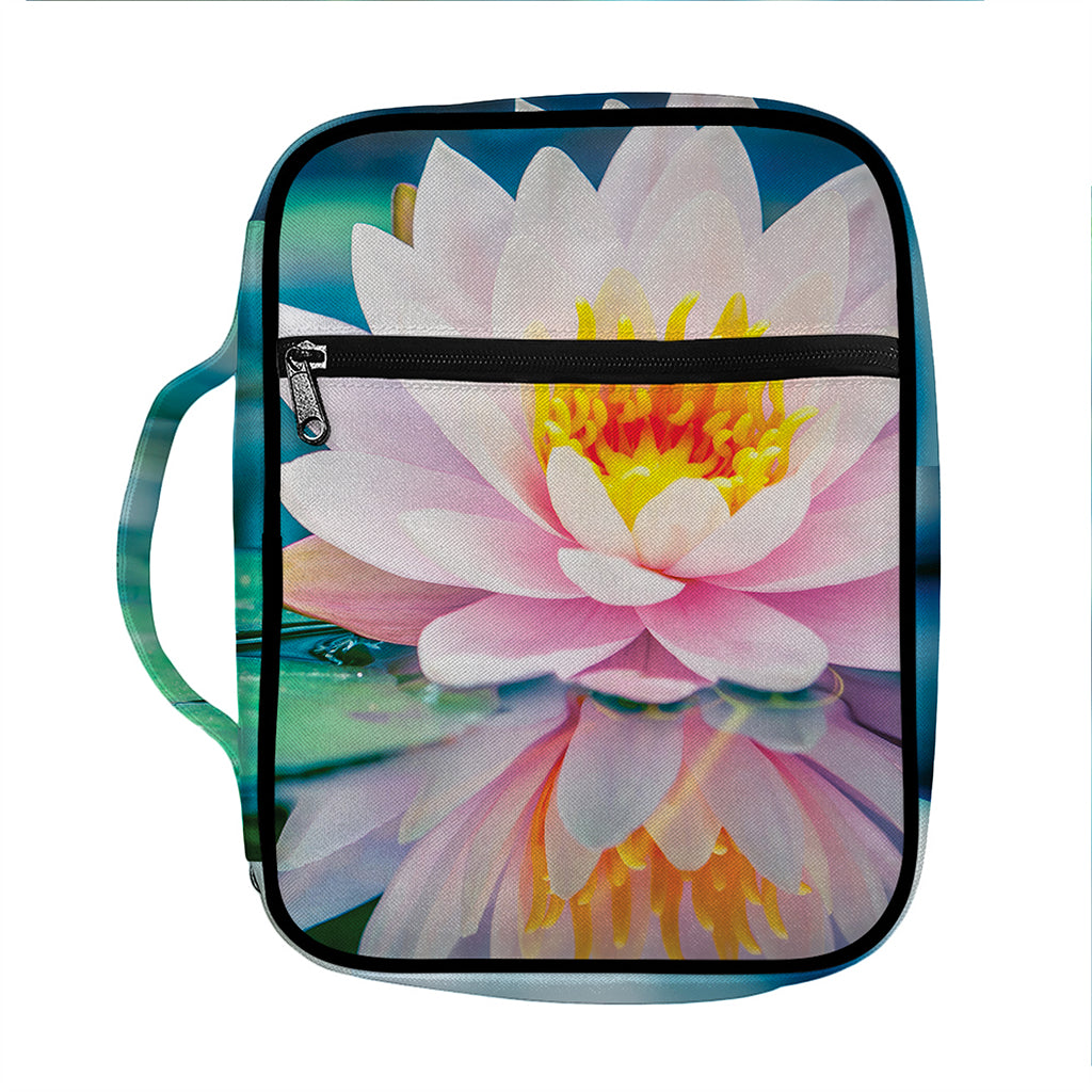 Pink Water Lily Print Front Pocket Bible Bag