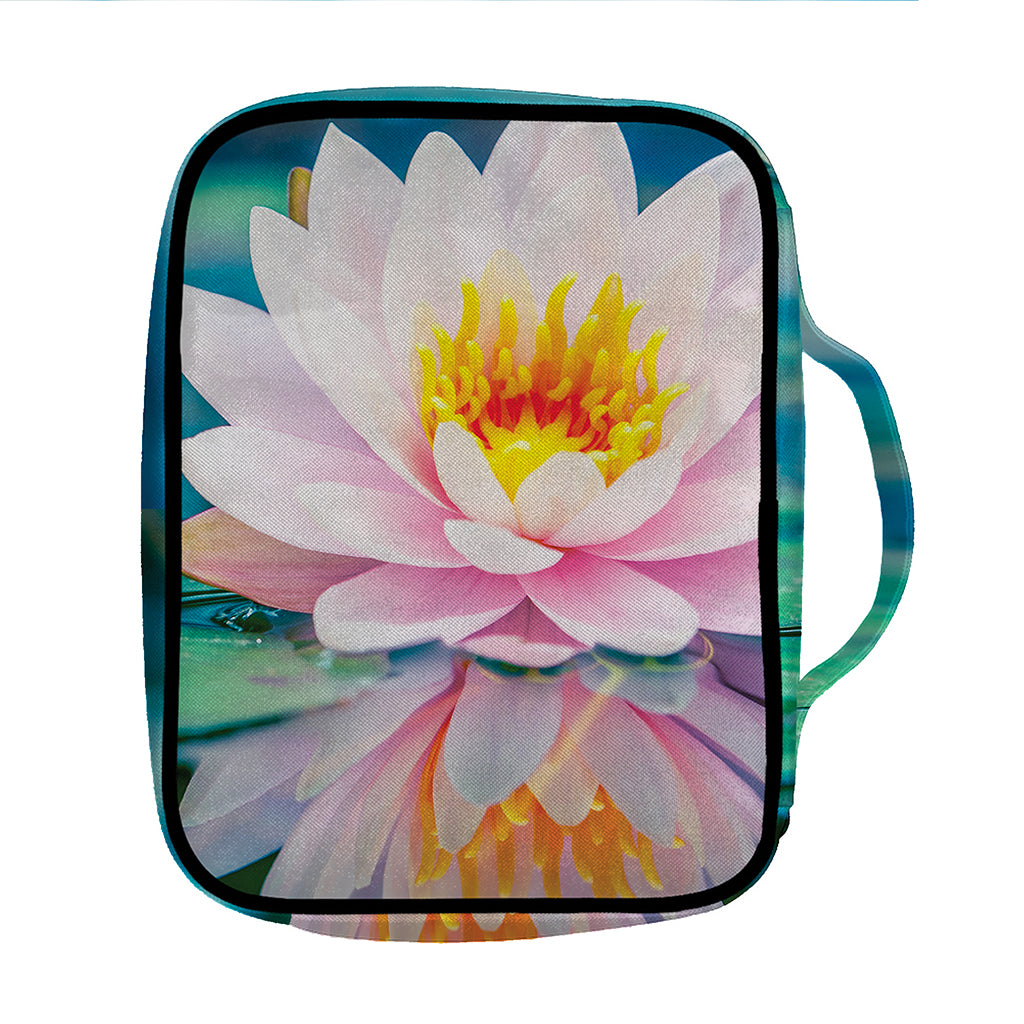 Pink Water Lily Print Front Pocket Bible Bag