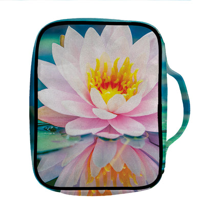 Pink Water Lily Print Front Pocket Bible Bag