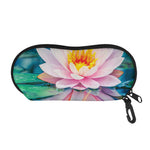 Pink Water Lily Print Glasses Case
